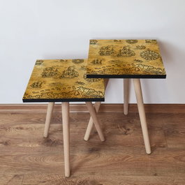 Hanah Home Mesas Nido 2 Piezas Camel y Negro